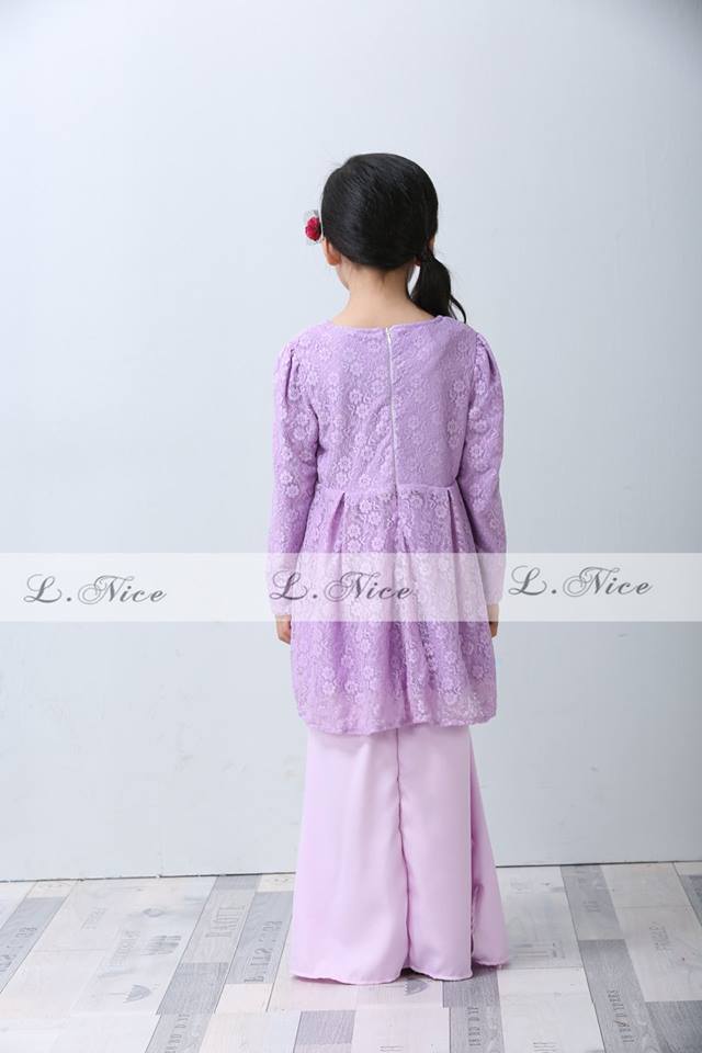 Elegance Peplum Lace Kurung (LNICE) SIZE 2 3 4 5 10Y Lacepurple 2